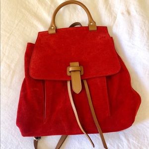 Red suede J.peterman bookbag
